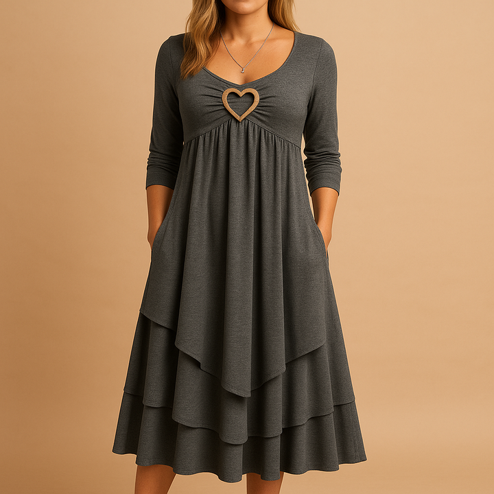 Women's Long A-Line Dress - Comfortable, Stylish with Pockets & Ruffles