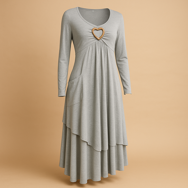 Women's Long A-Line Dress - Comfortable, Stylish with Pockets & Ruffles
