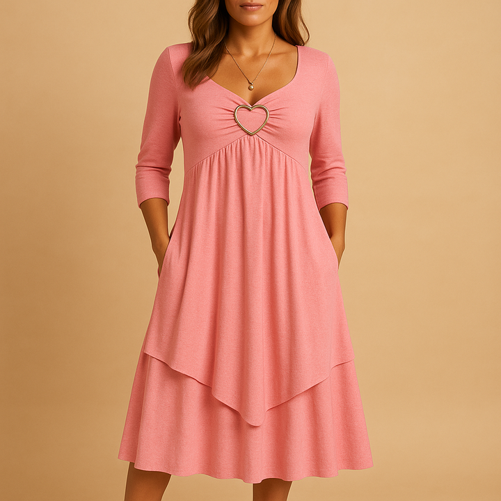 Women's Long A-Line Dress - Comfortable, Stylish with Pockets & Ruffles
