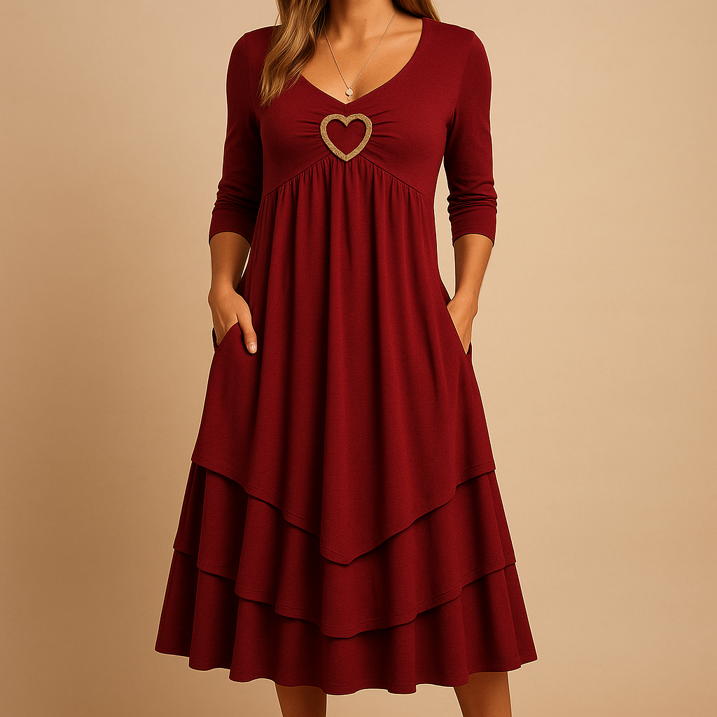 Women's Long A-Line Dress - Comfortable, Stylish with Pockets & Ruffles