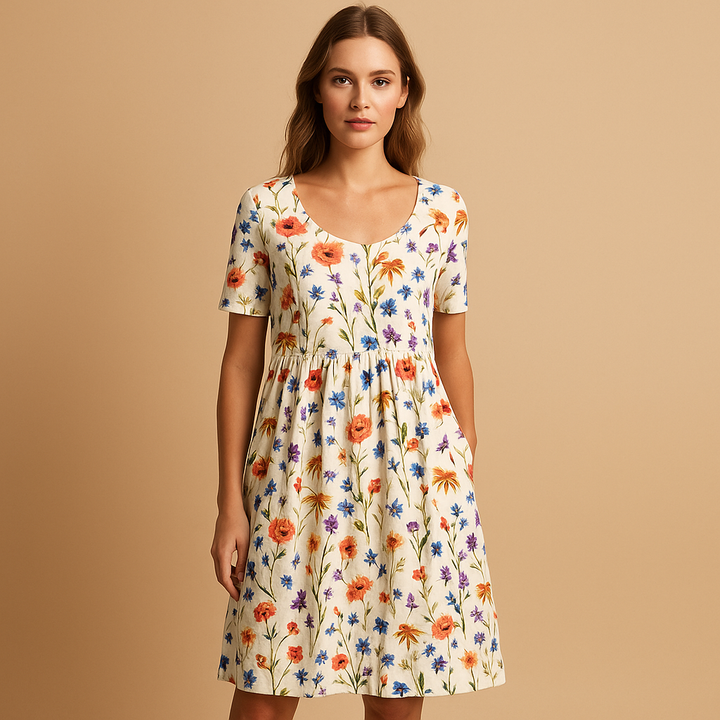 Women's Summer Midi Dress - Flattering Fit & Playful Prints