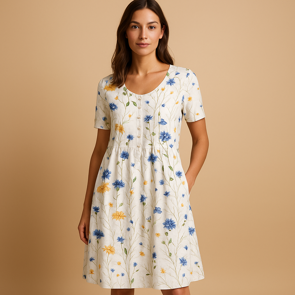 Women's Summer Midi Dress - Flattering Fit & Playful Prints