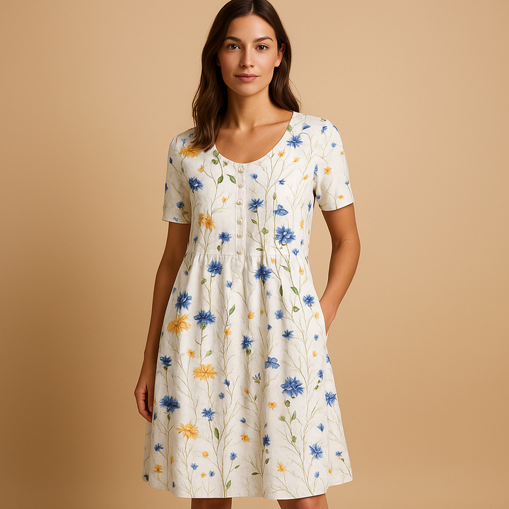 Women's Summer Midi Dress - Flattering Fit & Playful Prints