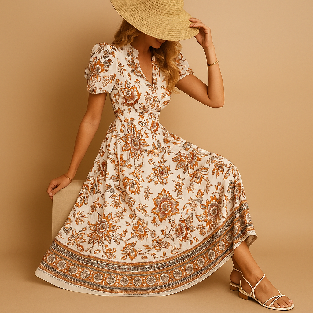 Womens Dress - Elegant Floral Design for Comfortable Summer Wear