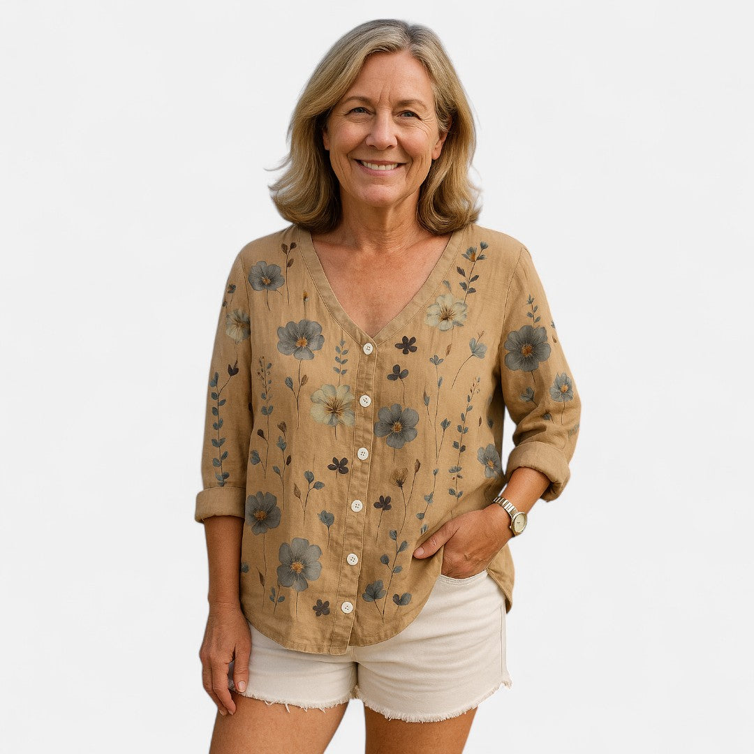 Yewon™ - Loose-fitting floral top