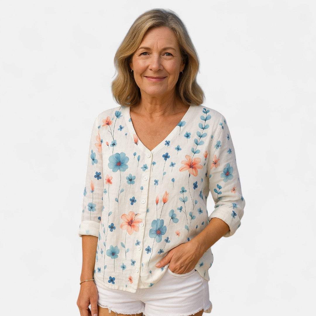 Yewon™ - Loose-fitting floral top