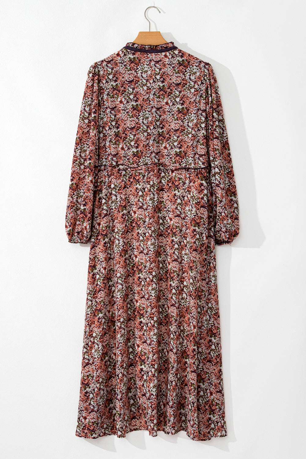 Floral Print V Neck Midi Dress