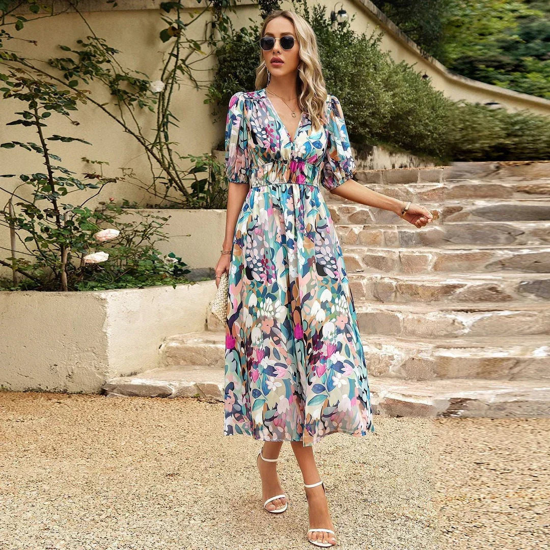 V-Neckline Women's Dress - Elegant & Versatile for Any Occasion