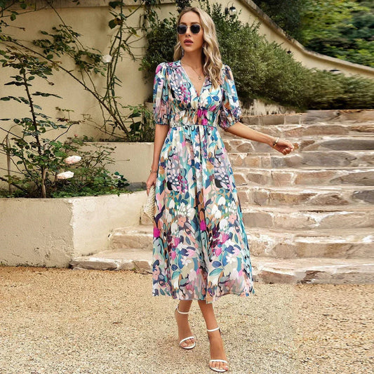 V-Neckline Women's Dress - Elegant & Versatile for Any Occasion