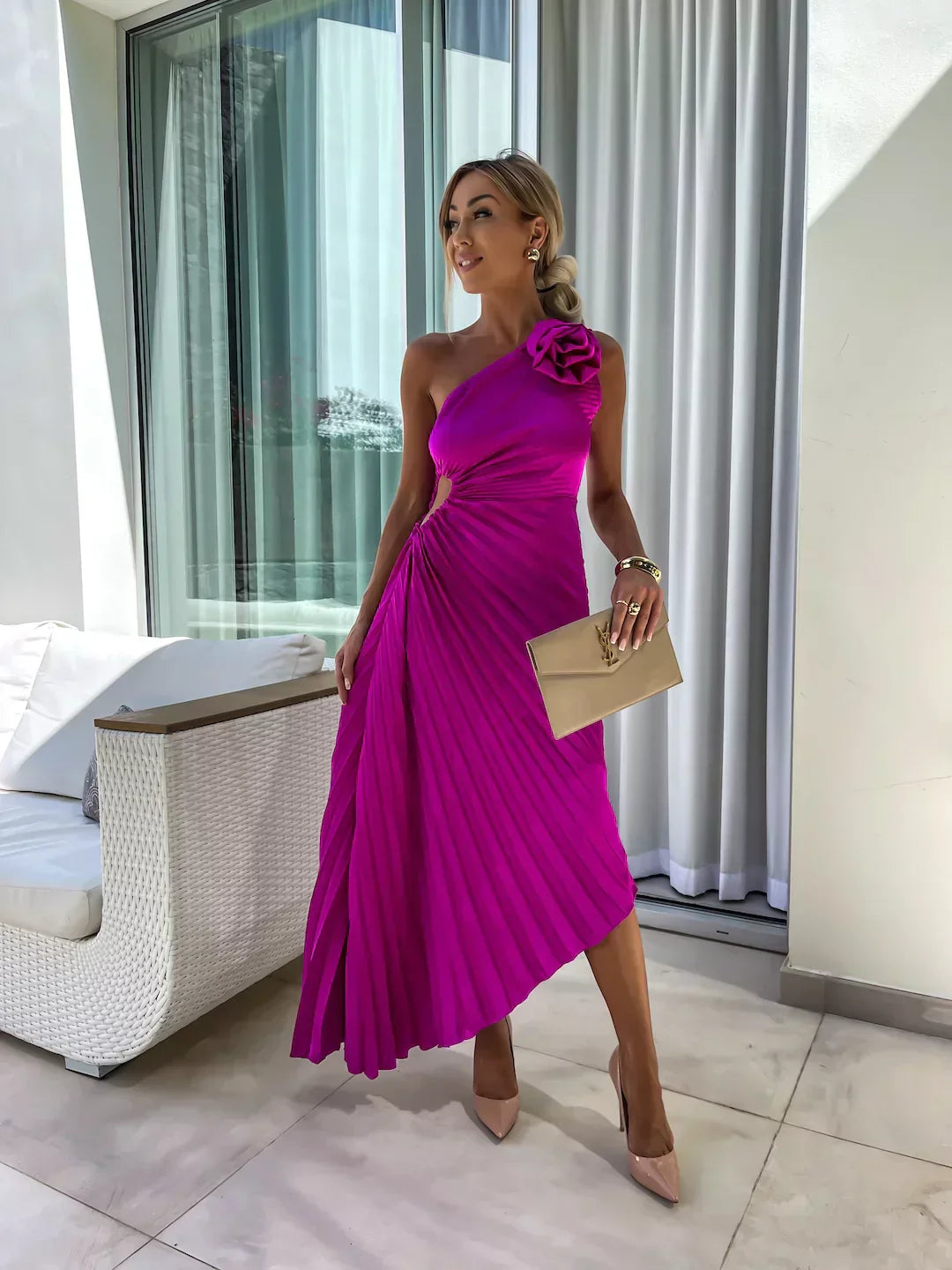Variant image for Lizbeth One Shoulder Floral Dress - Elegant Wedding Guest & Cocktail Style-9