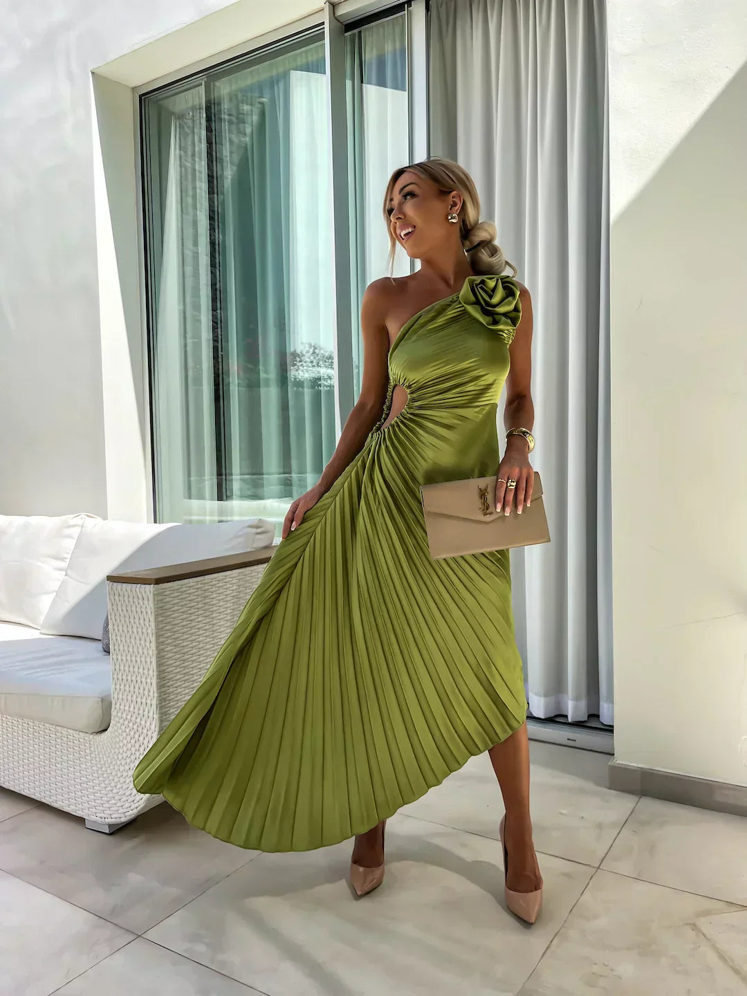 Variant image for Lizbeth One Shoulder Floral Dress - Elegant Wedding Guest & Cocktail Style-13
