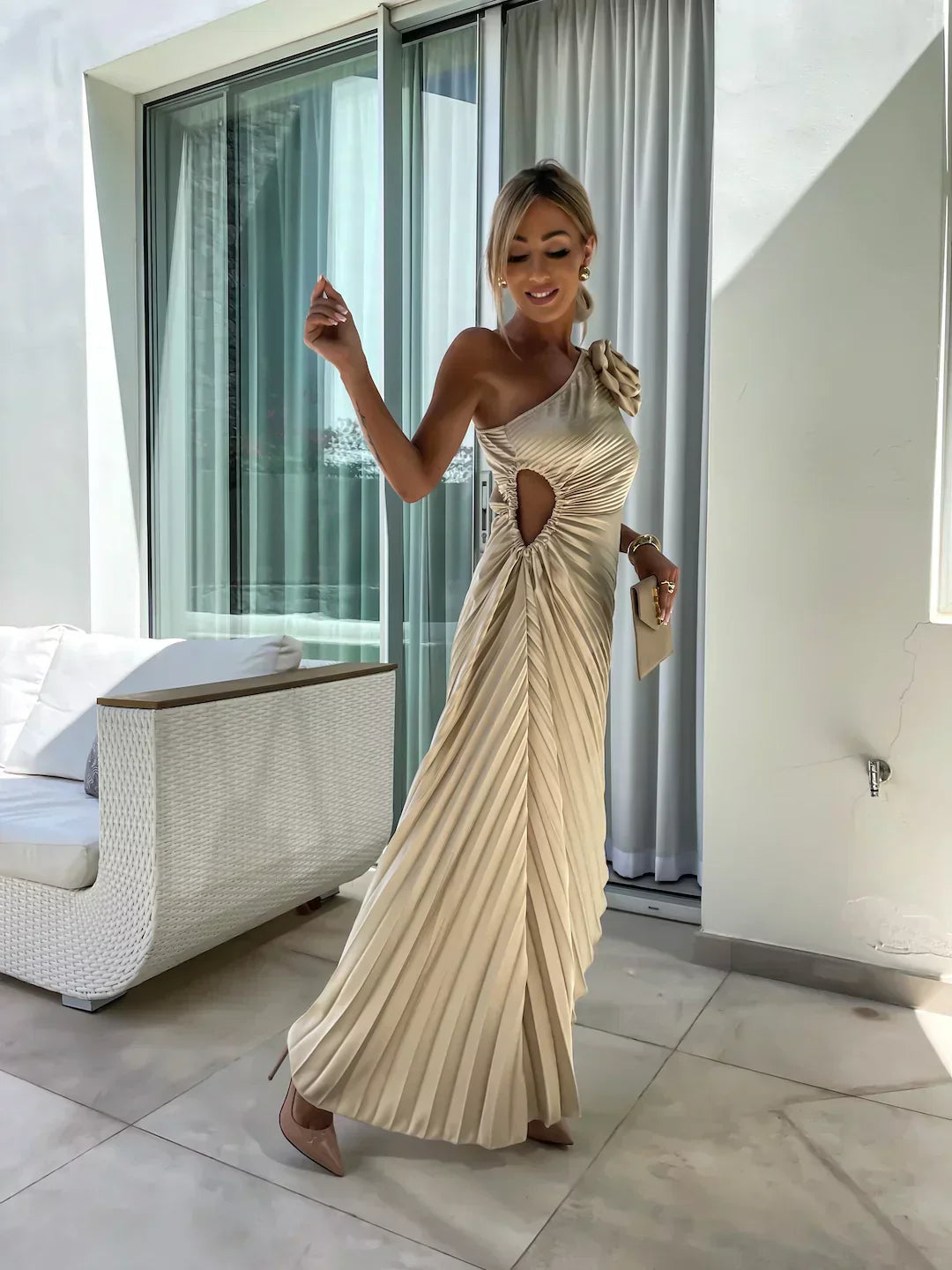 Lizbeth One Shoulder Floral Dress - Elegant Wedding Guest & Cocktail Style