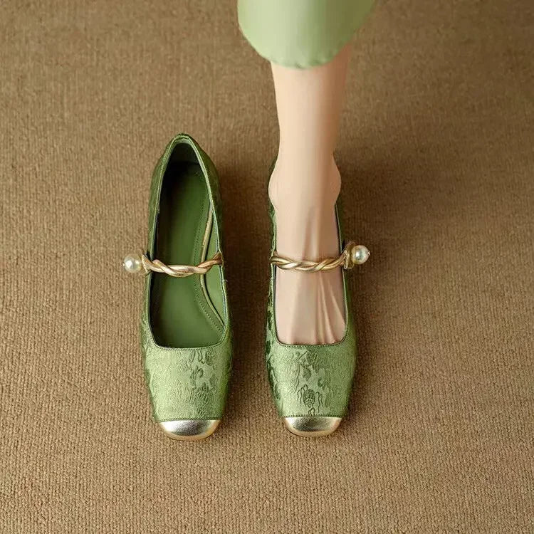 Elegant Low Heeled Pumps - Luxurious Vegan Silk Bridal Shoes Low Heel