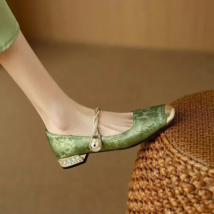 Elegant Low Heeled Pumps - Luxurious Vegan Silk Bridal Shoes Low Heel